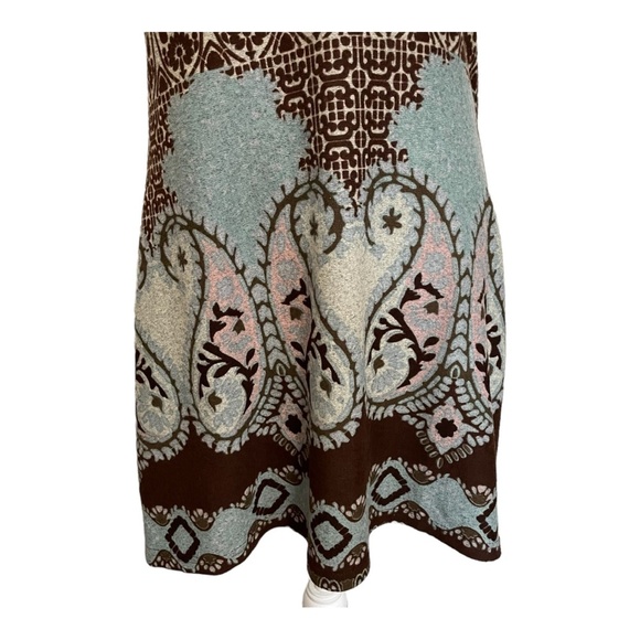 Papillon Soft Paisley Brown and Blue Sheath Dress Size Large - Picture 3 of 9